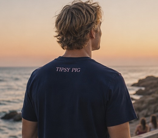 Signature Pig Tee in Navy
