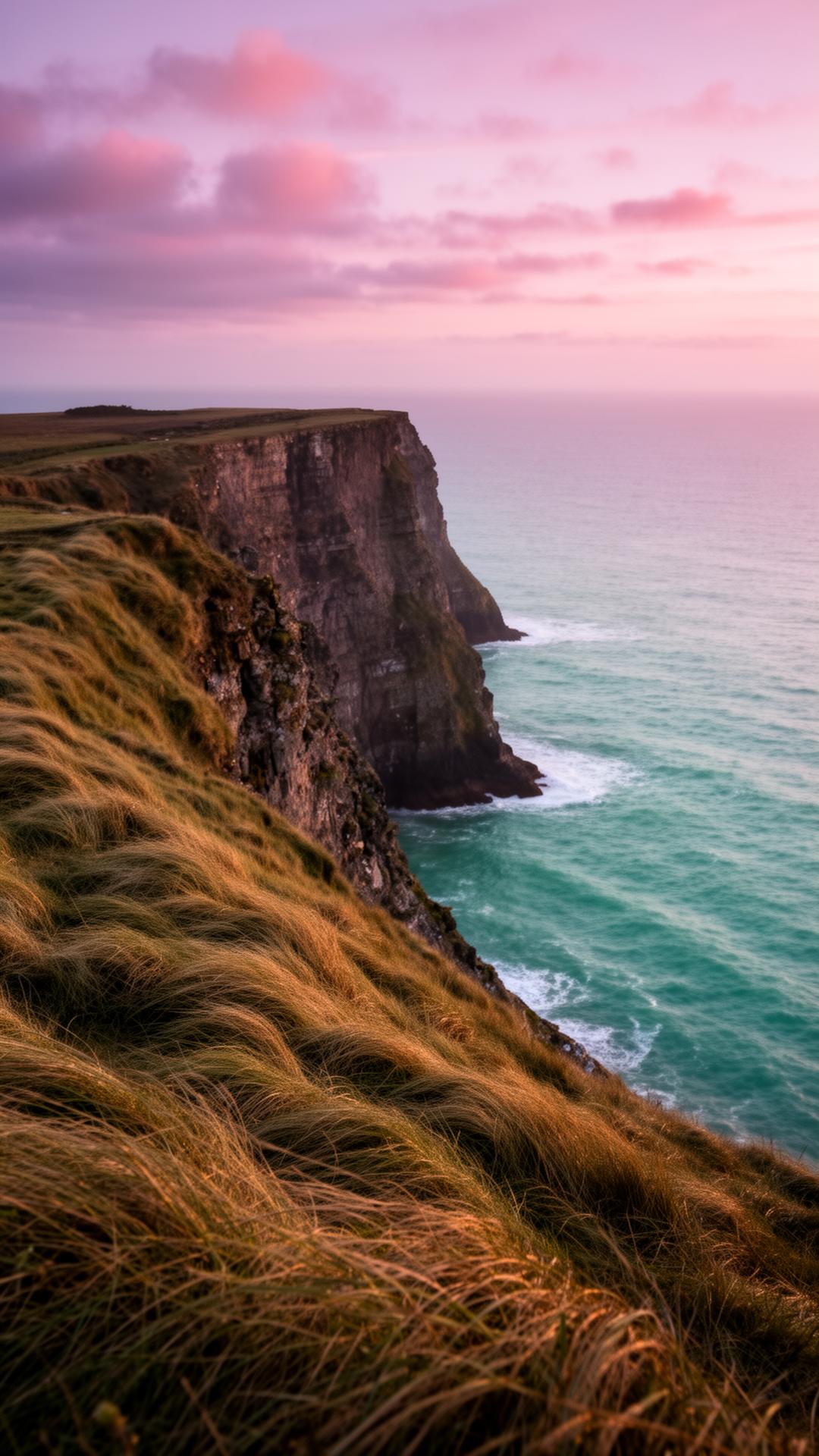 Cliffs at sunset over the sea