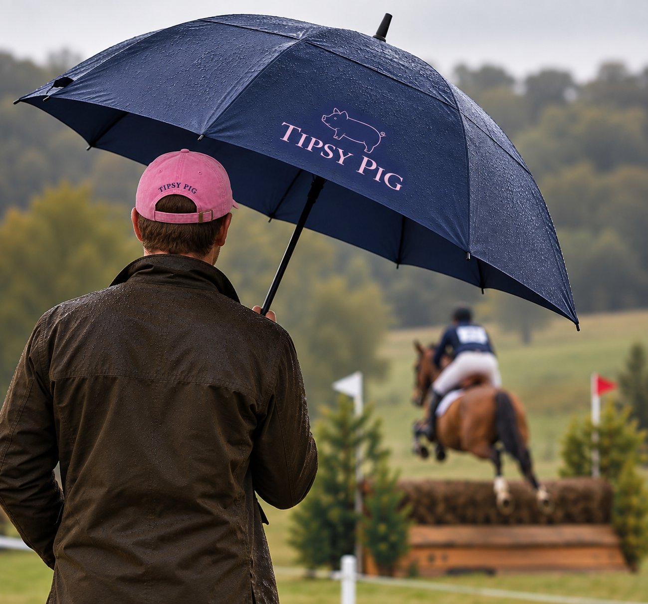 Cross-country in the rain.